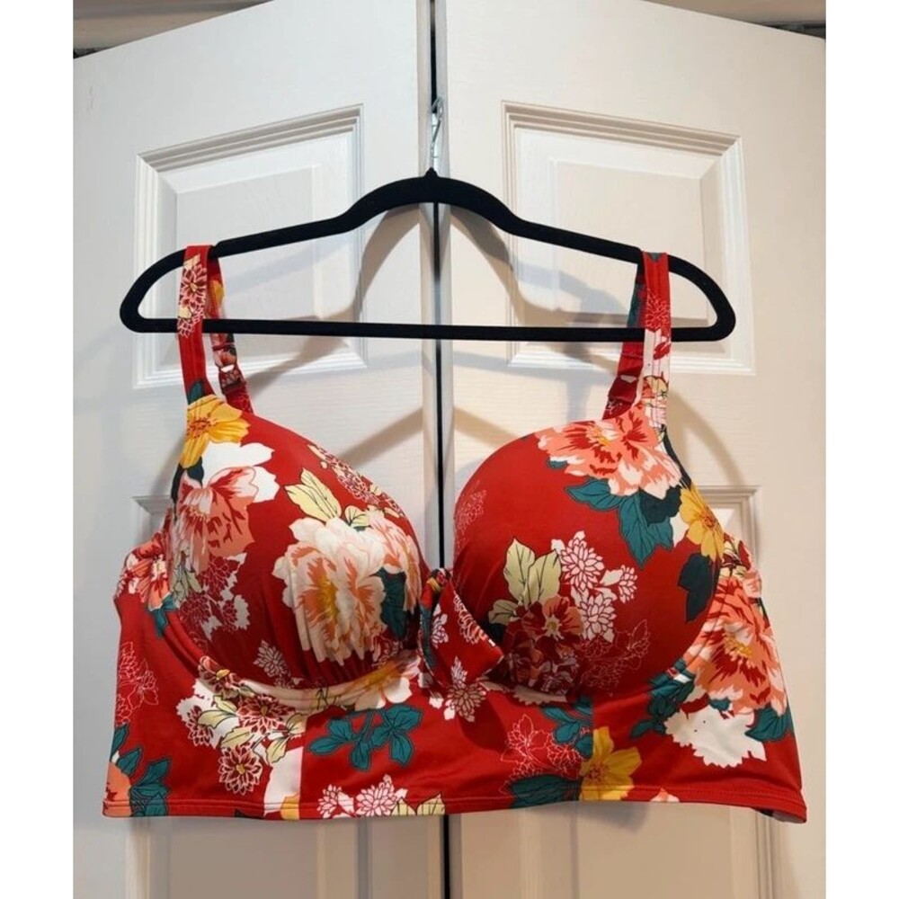Torrid Red Floral Underwire Supportive Bikini Top Size 3X